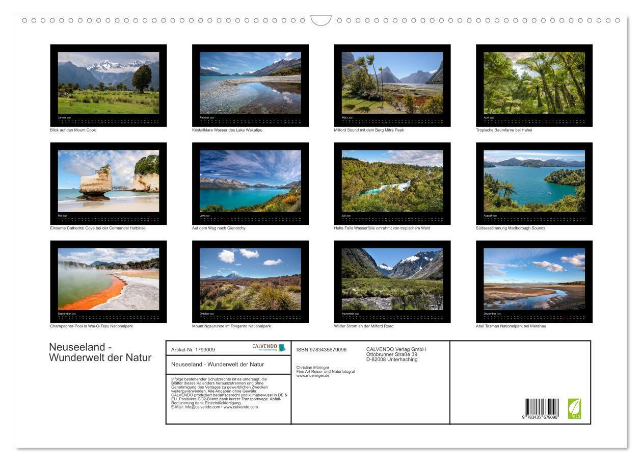 Bild: 9783435679096 | Neuseeland - Wunderwelt der Natur (Wandkalender 2025 DIN A2 quer),...