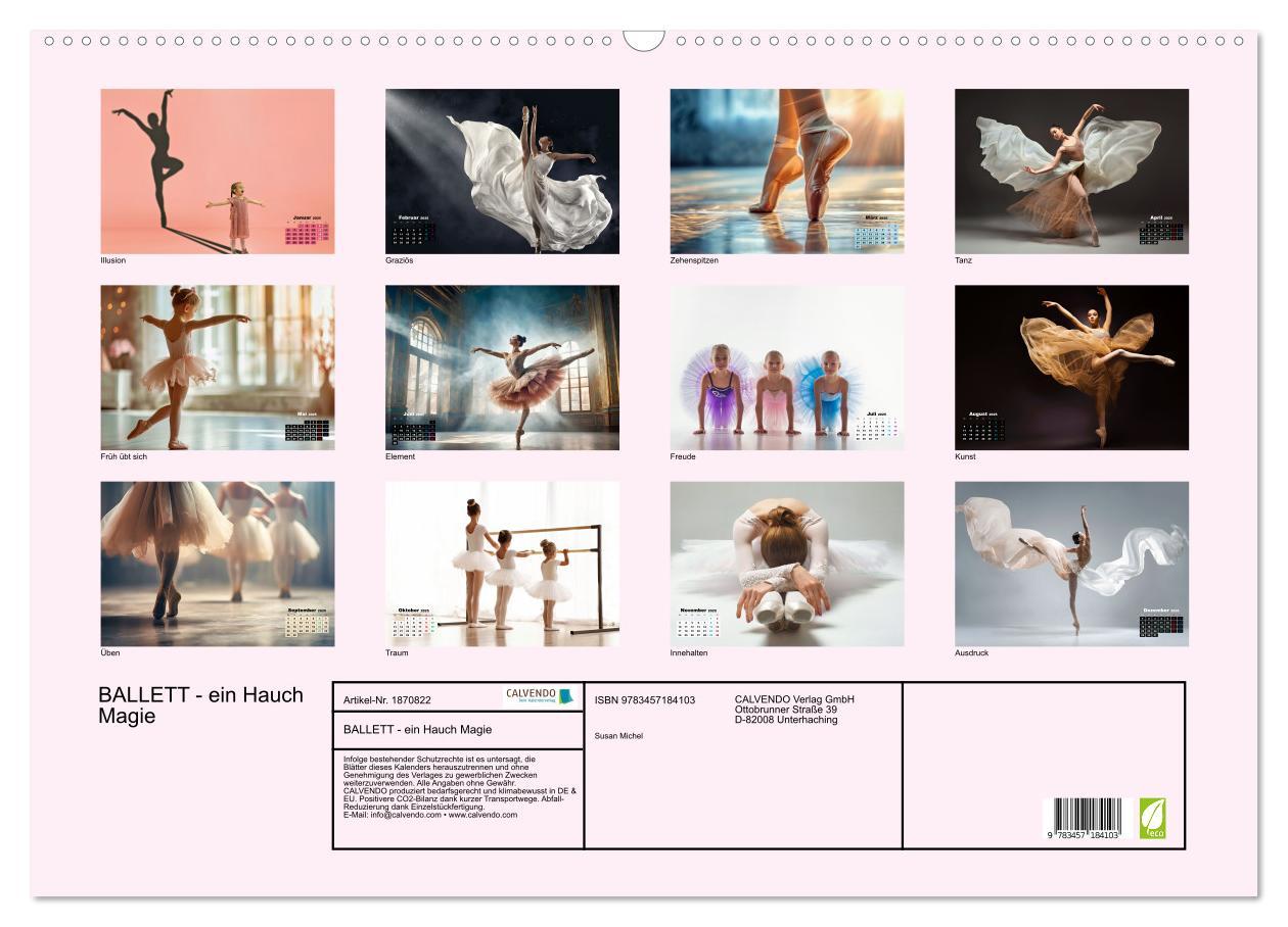 Bild: 9783457184103 | BALLETT - ein Hauch Magie (Wandkalender 2025 DIN A2 quer), CALVENDO...