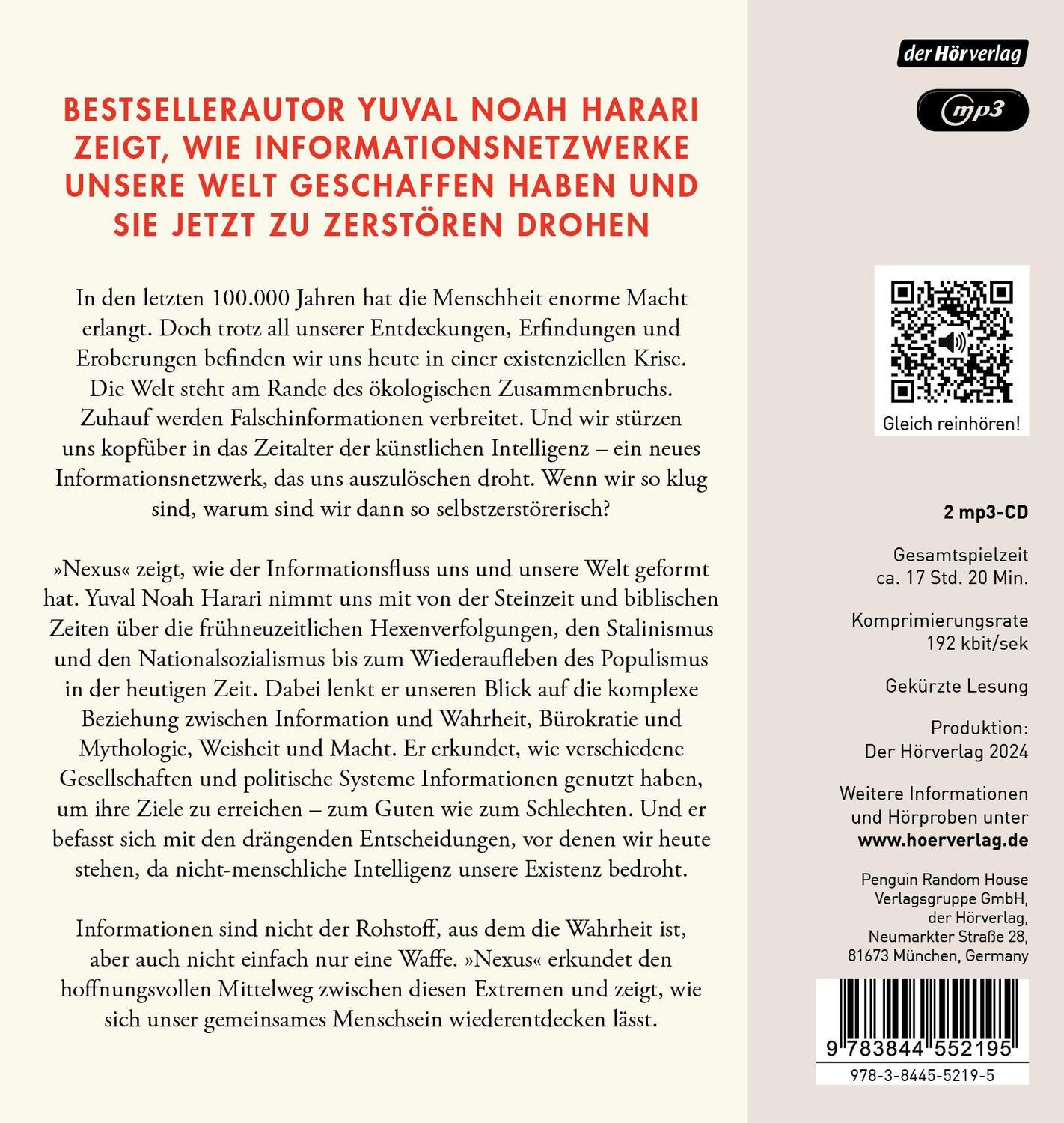 Bild: 9783844552195 | NEXUS | Yuval Noah Harari | MP3 | 2 | Deutsch | 2024