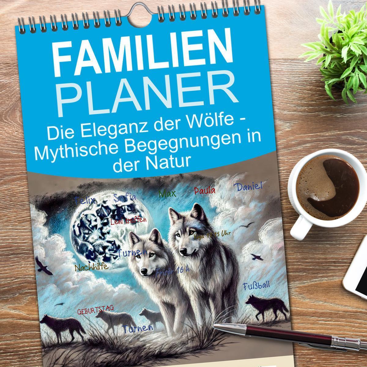 Bild: 9783457223215 | Familienplaner 2025 - Die Eleganz der Wölfe - Mythische Begegnungen...