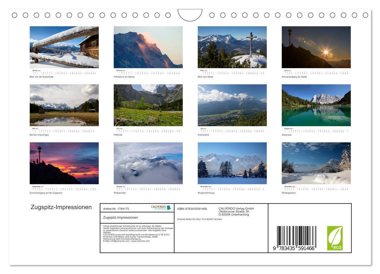 Bild: 9783435591466 | Zugspitz-Impressionen (Wandkalender 2025 DIN A4 quer), CALVENDO...