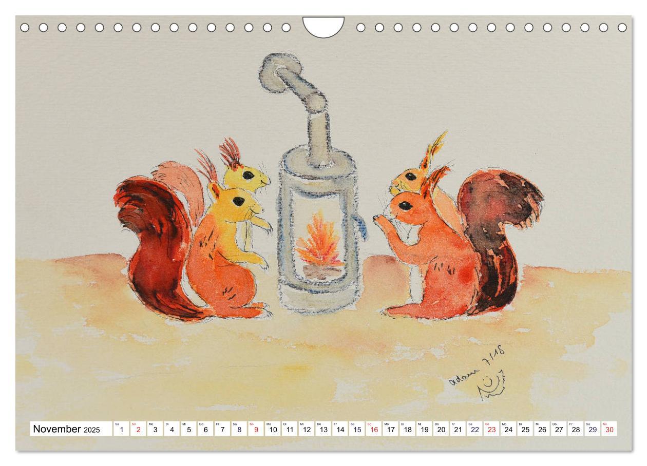 Bild: 9783435415663 | Eichhörnchen in Aquarell (Wandkalender 2025 DIN A4 quer), CALVENDO...