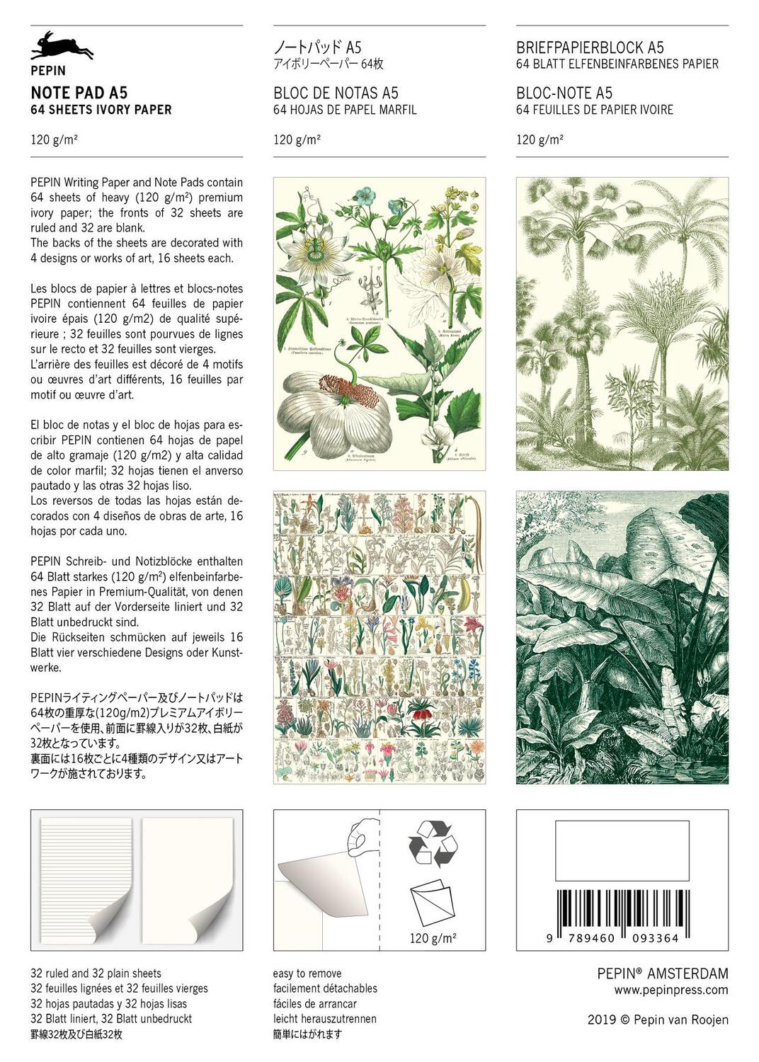 Bild: 9789460093364 | Botanical | Writing Paper &amp; Note Pad A5 | Pepin Van Roojen | Stück