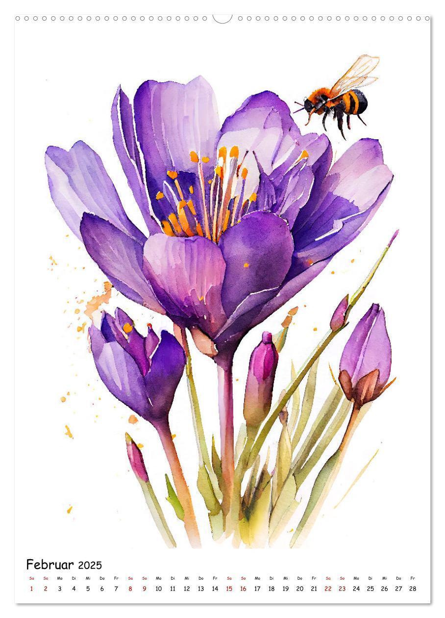 Bild: 9783435882182 | Aquarellmalerei - Blumen und Tiere im Garten (Wandkalender 2025 DIN...