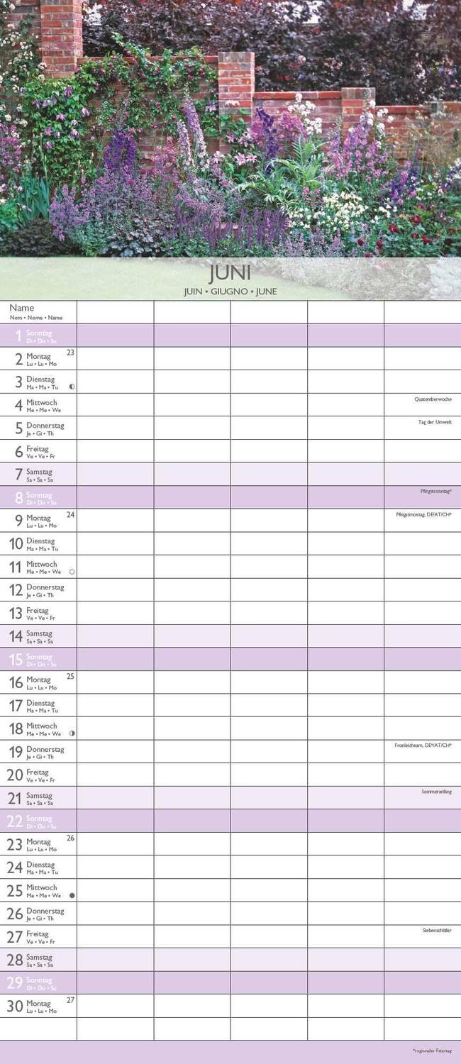 Bild: 4251732341398 | Gärten 2025 Familienplaner - Wandkalender - Familienkalender - 19,5x45