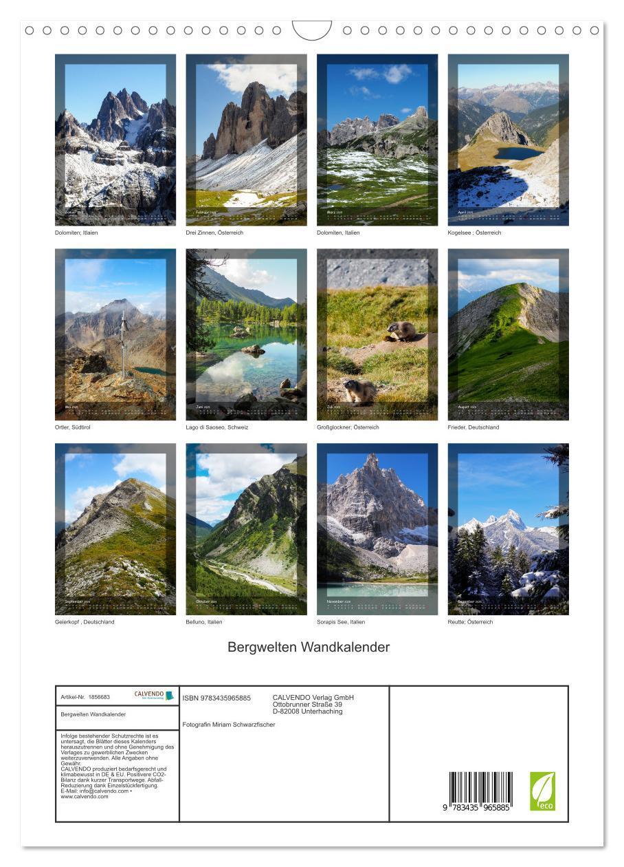 Bild: 9783435965885 | Bergwelten Wandkalender (Wandkalender 2025 DIN A3 hoch), CALVENDO...