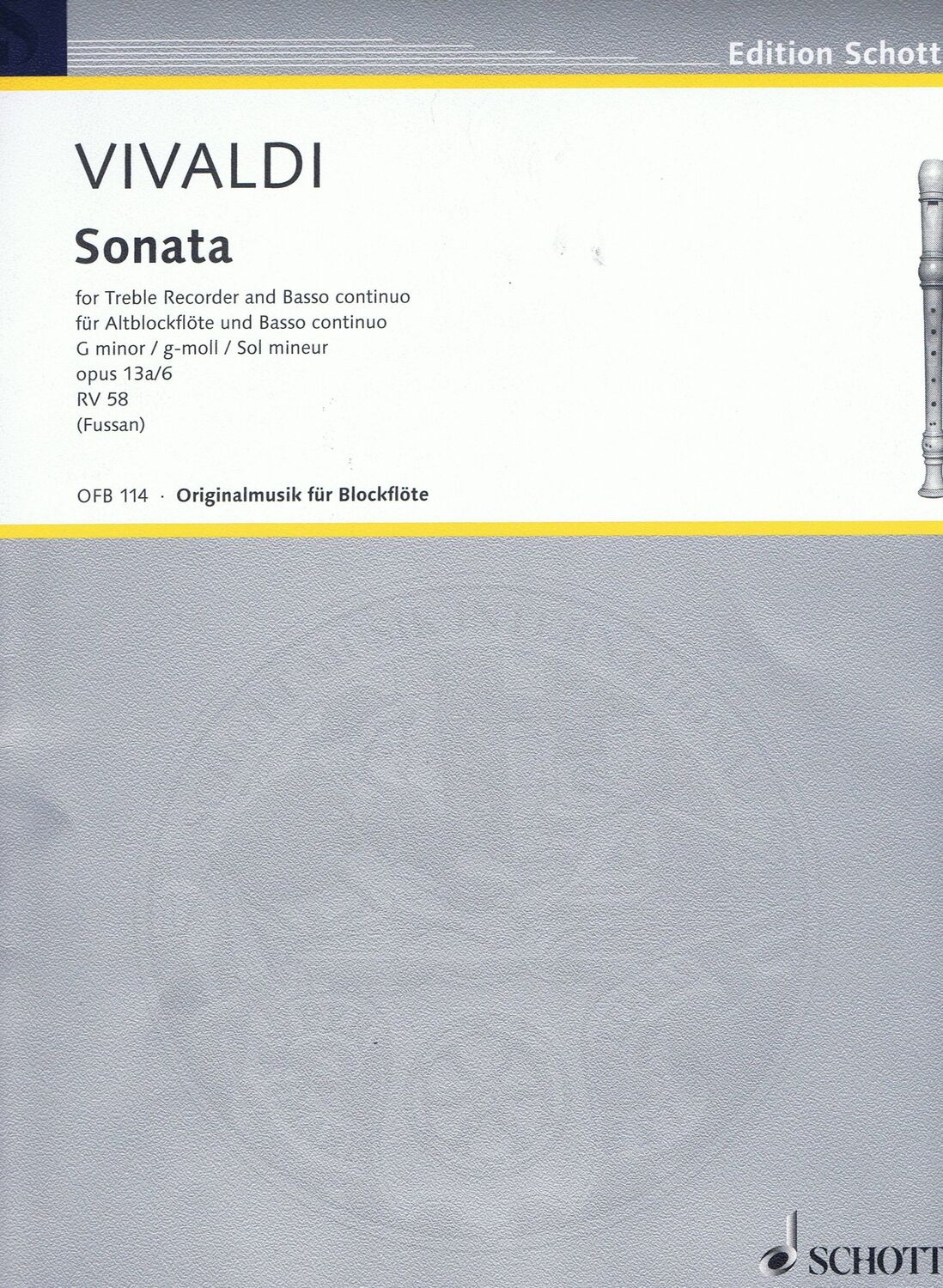 Cover: 9790001100052 | Sonata in G minor Op 13a/6 | Antonio Vivaldi | Buch | 1986