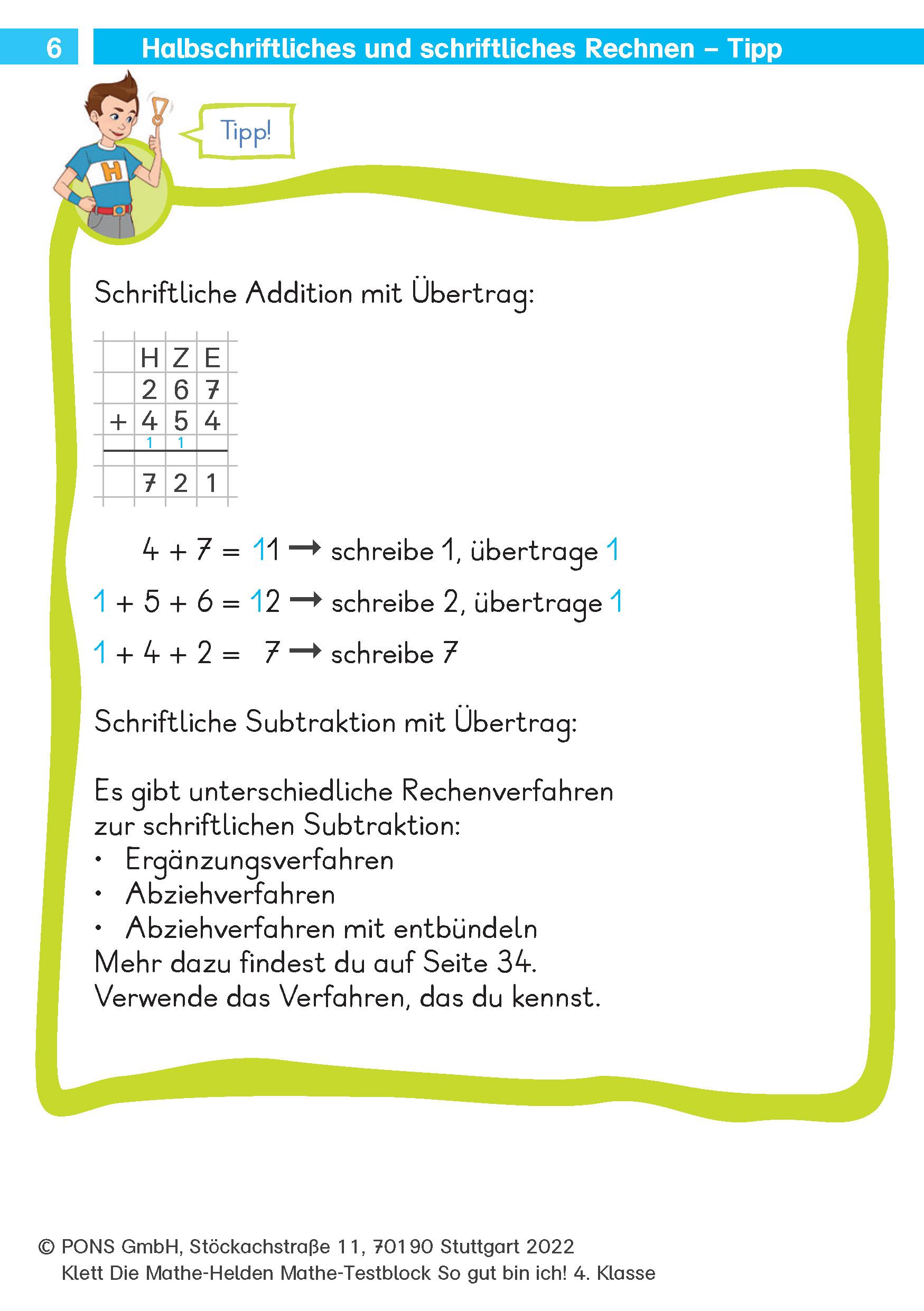 Bild: 9783129496954 | Klett Die Mathe-Helden: Mathe-Testblock So gut bin ich! 4. Klasse