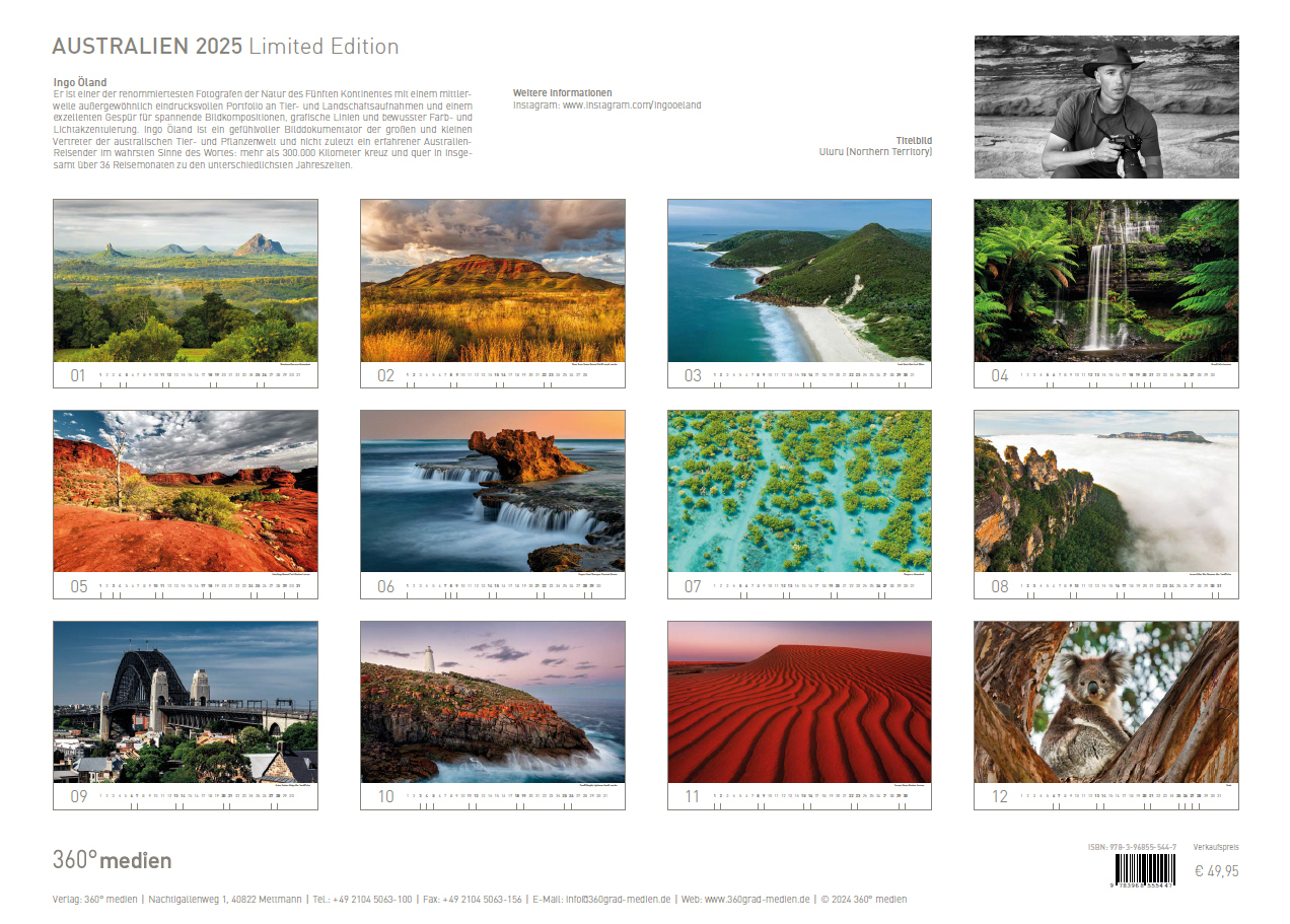 Bild: 9783968555447 | 360° Australien Exklusivkalender 2025 | Ingo Öland | Kalender | 13 S.