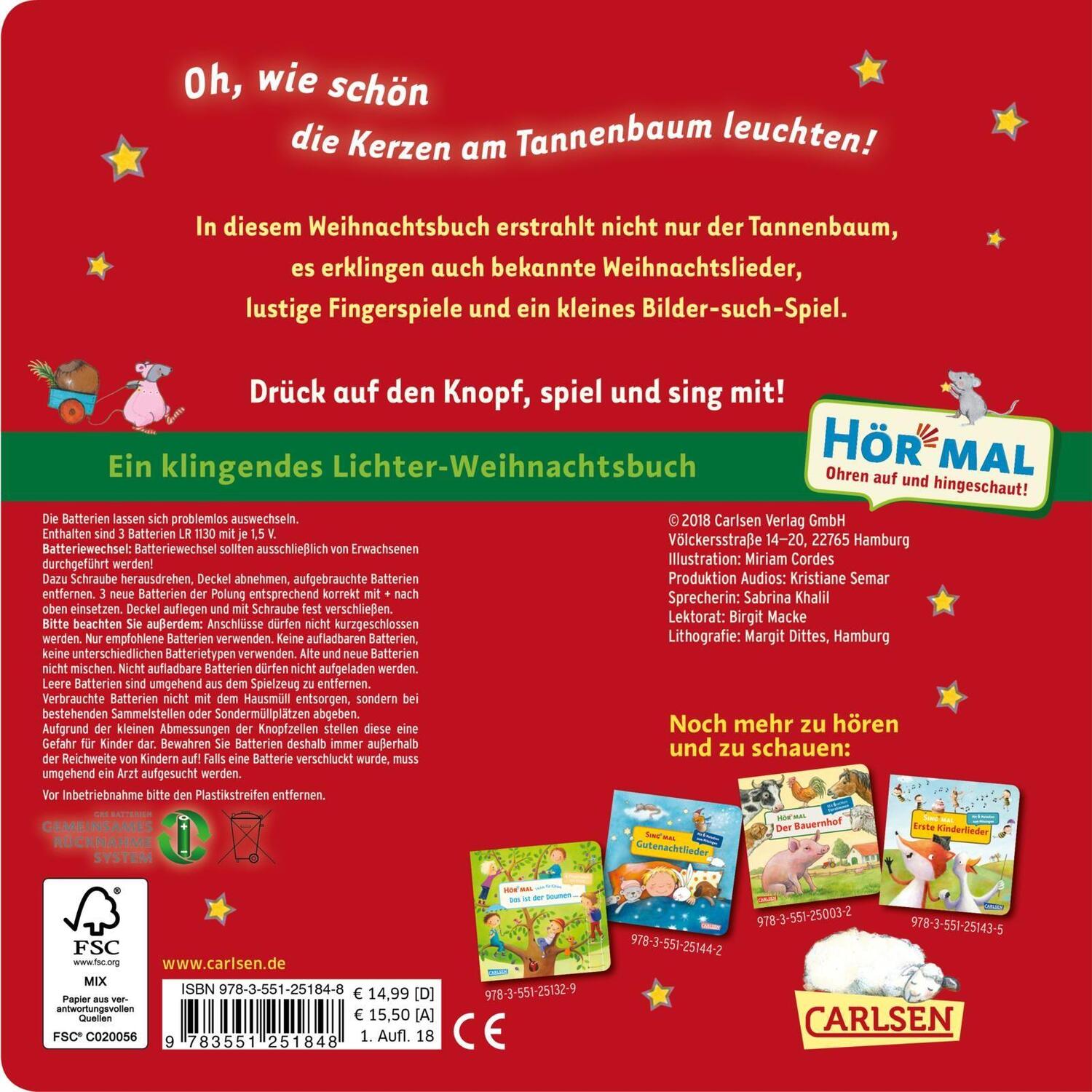 Rückseite: 9783551251848 | Hör mal (Soundbuch): O Tannenbaum ... | Miriam Cordes | Buch | 14 S.