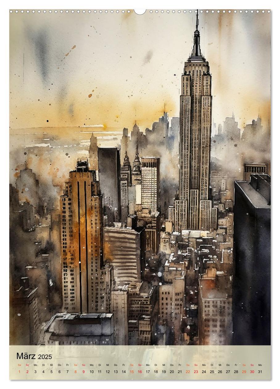 Bild: 9783435876709 | New York - ein Regentag (Wandkalender 2025 DIN A2 hoch), CALVENDO...