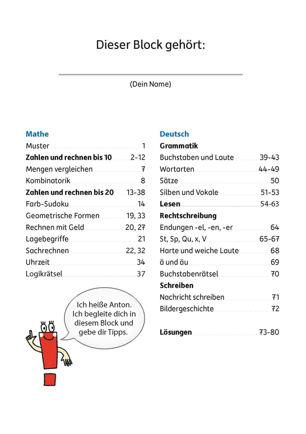 Bild: 9783881006613 | Quer durch die 1. Klasse, Mathe und Deutsch - Übungsblock | Guckel