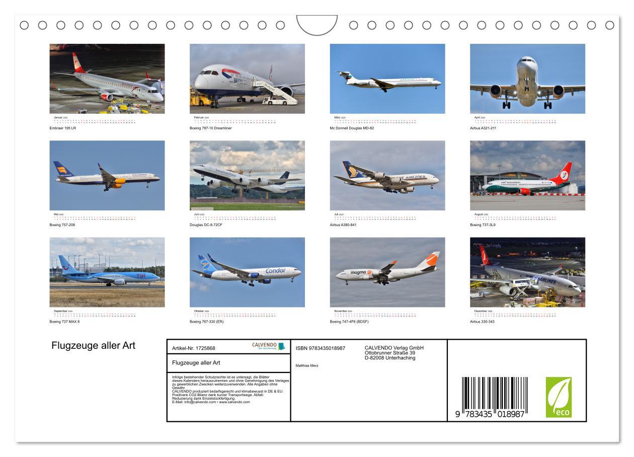 Bild: 9783435018987 | Flugzeuge aller Art (Wandkalender 2025 DIN A4 quer), CALVENDO...