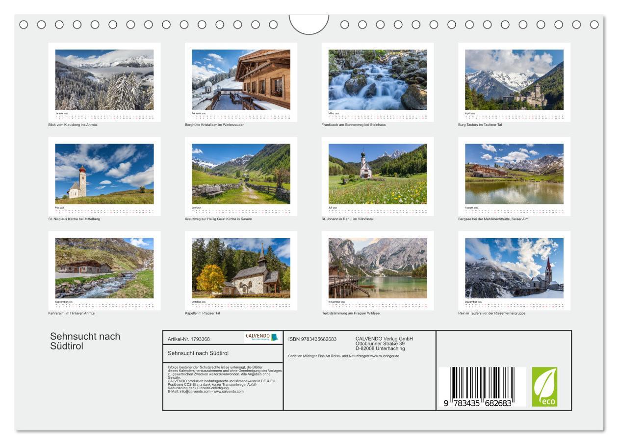 Bild: 9783435682683 | Sehnsucht nach Südtirol (Wandkalender 2025 DIN A4 quer), CALVENDO...