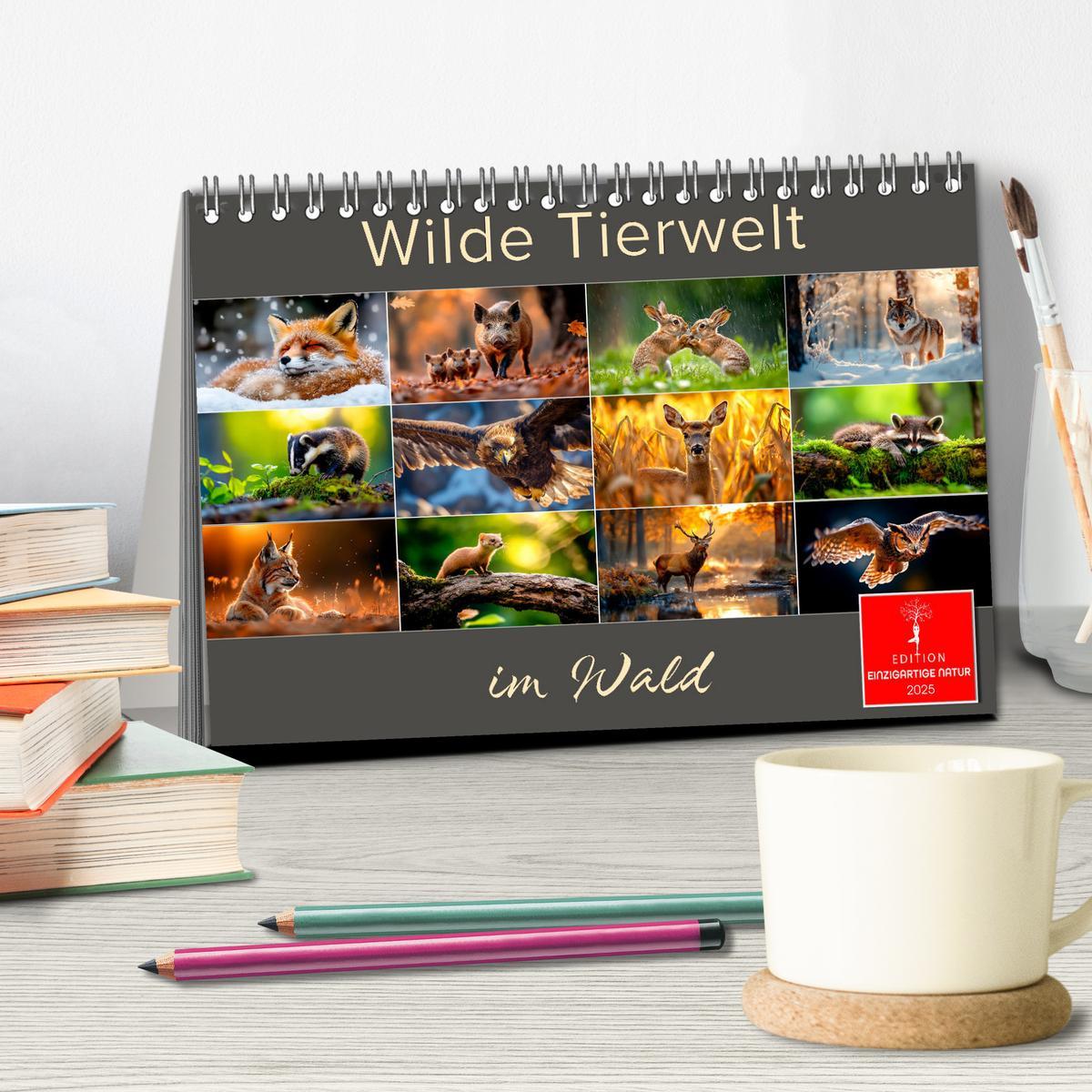 Bild: 9783457212998 | Wilde Tierwelt im Wald (Tischkalender 2025 DIN A5 quer), CALVENDO...