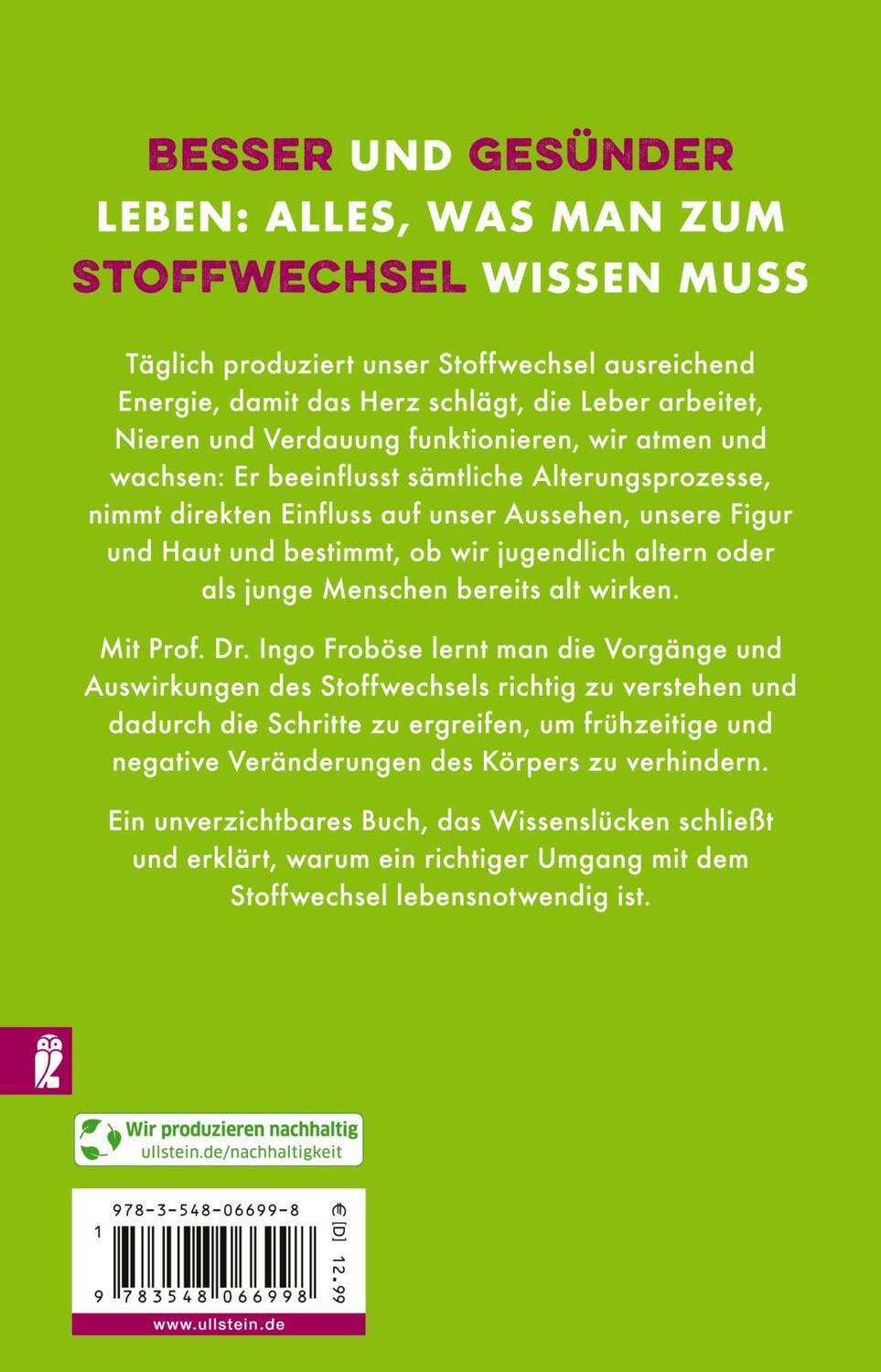 Rückseite: 9783548066998 | Der Stoffwechsel-Kompass | Ingo Froböse | Taschenbuch | 304 S. | 2024