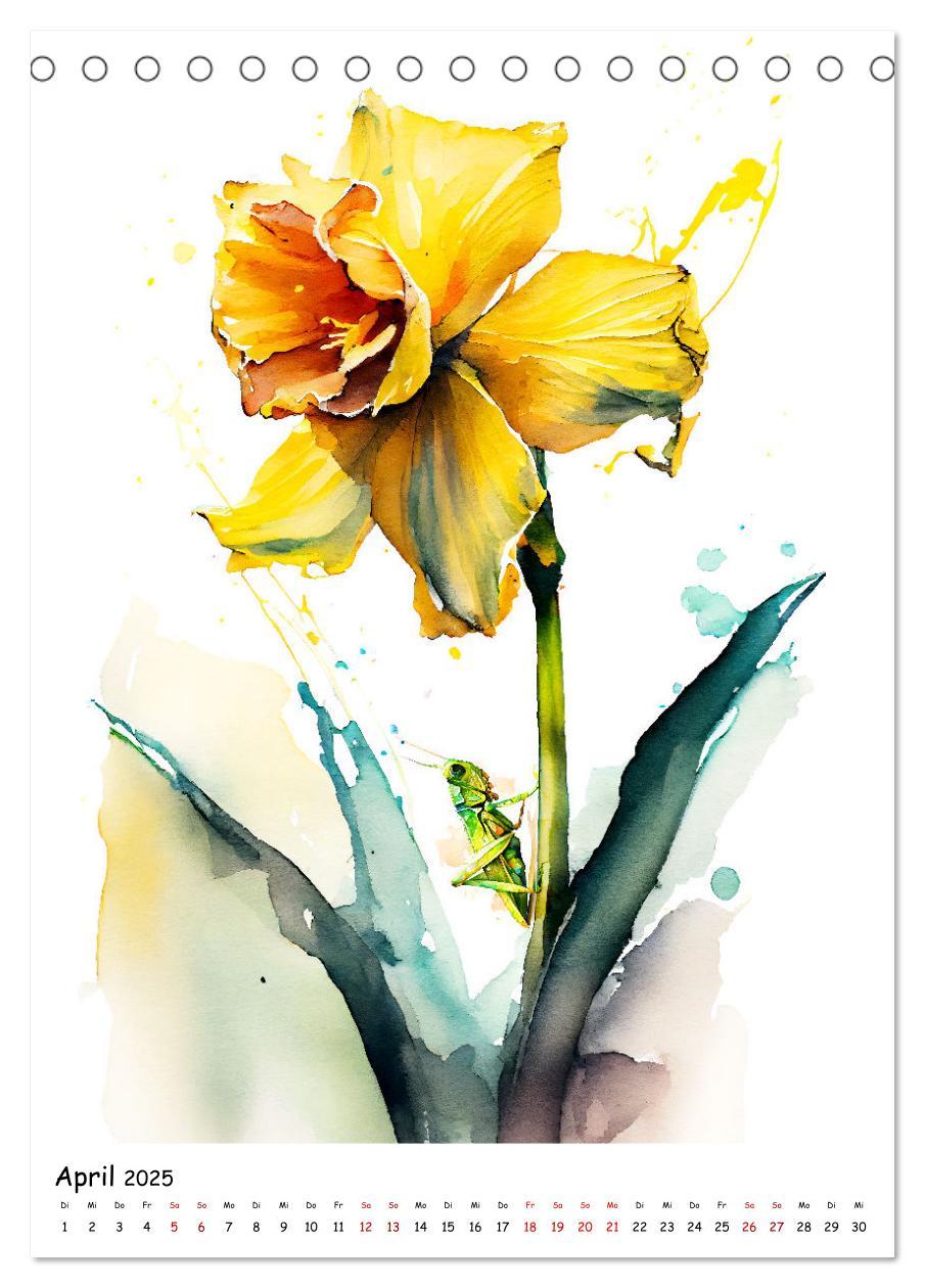 Bild: 9783435882793 | Aquarellmalerei - Blumen und Tiere im Garten (Tischkalender 2025...