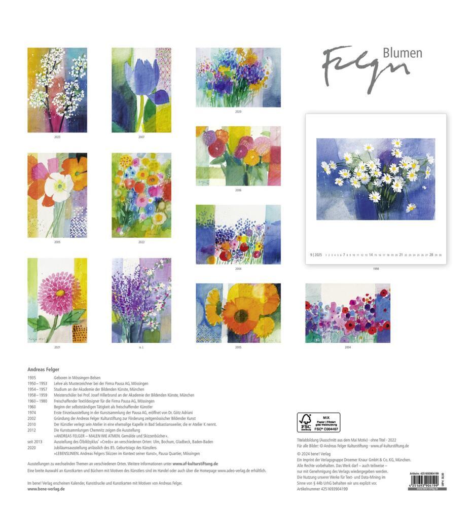 Bild: 4251693904199 | Wandkalender 2025: Blumen | Andreas Felger | Kalender | 12 S. | 2025