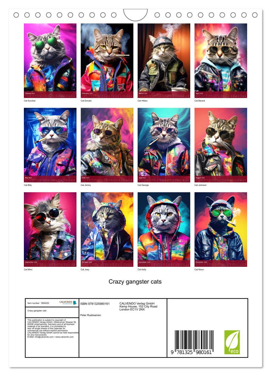 Bild: 9781325980161 | Crazy gangster cats (Wall Calendar 2025 DIN A4 portrait), CALVENDO...