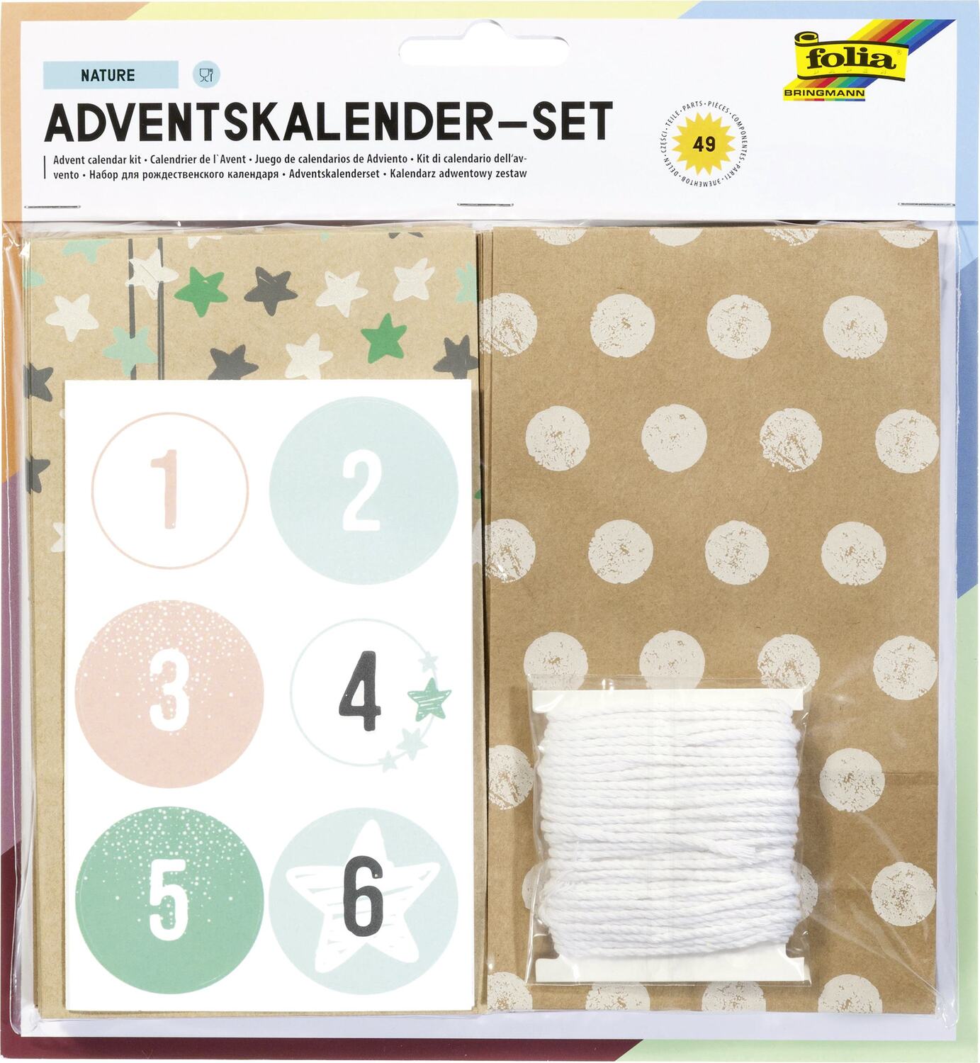 Cover: 4001868090888 | Folia Adventskalender-Set NATURE, aus 24 lebensmittelechten Tüten,...