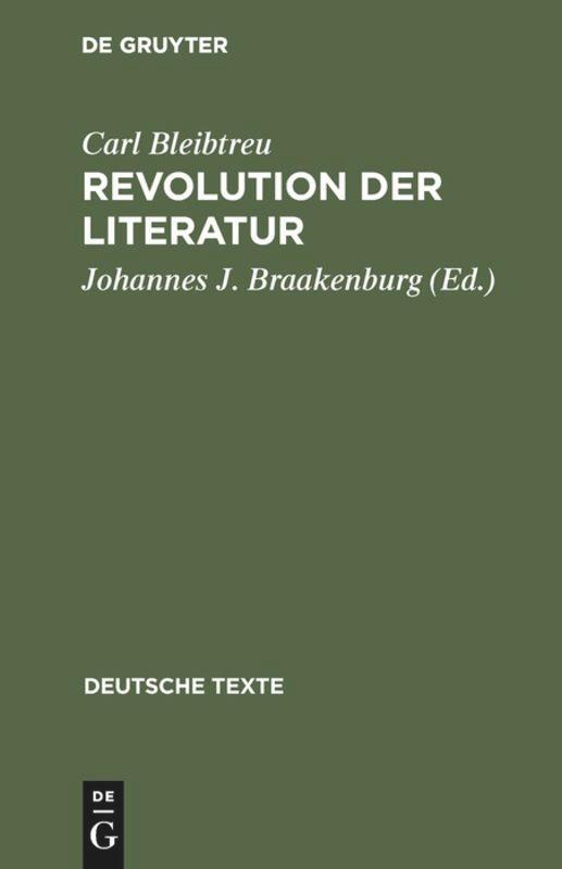 Cover: 9783484190221 | Revolution der Literatur | Carl Bleibtreu | Buch | ISSN | XXIII