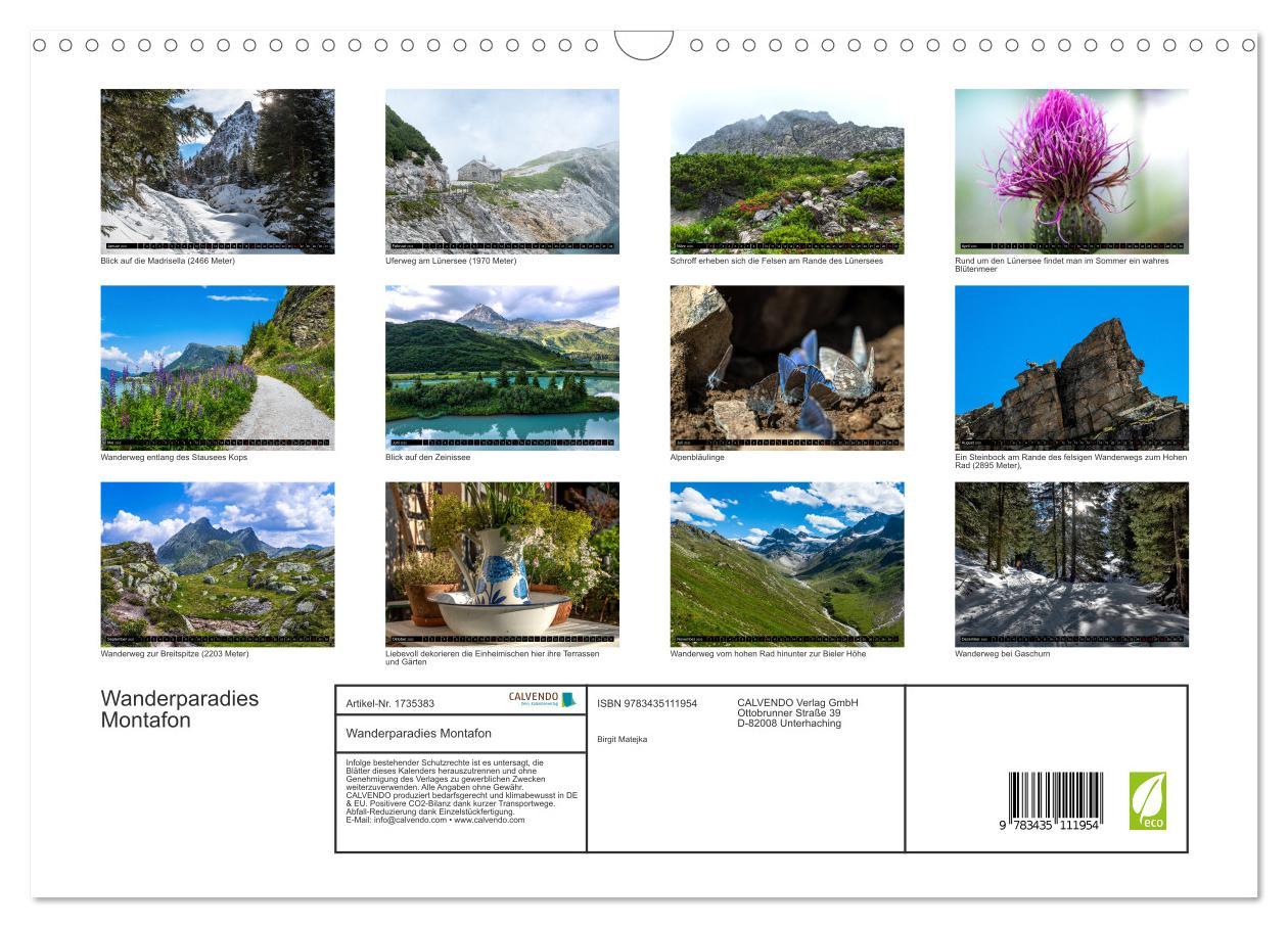 Bild: 9783435111954 | Wanderparadies Montafon (Wandkalender 2025 DIN A3 quer), CALVENDO...