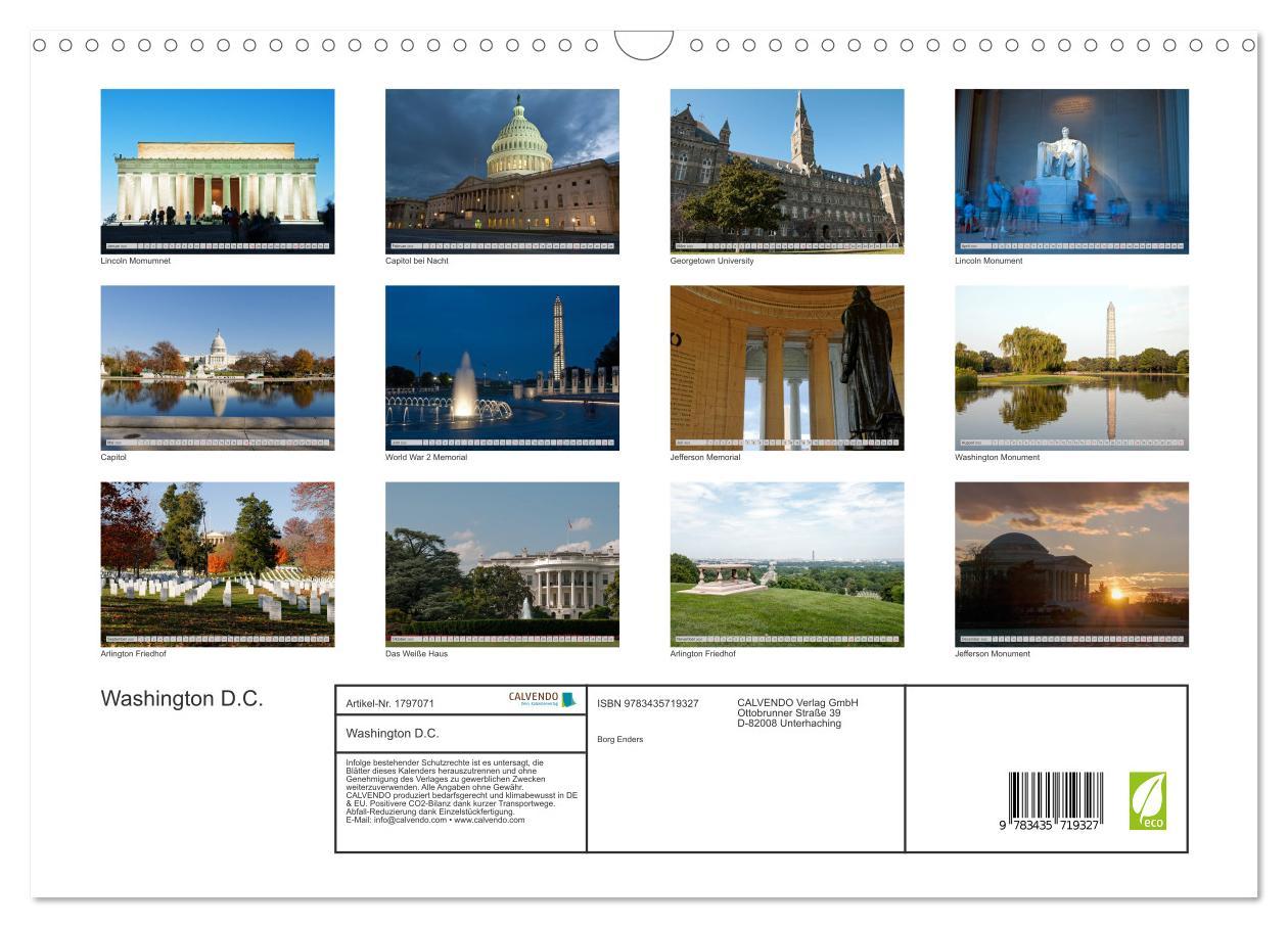 Bild: 9783435719327 | Washington D.C. (Wandkalender 2025 DIN A3 quer), CALVENDO...