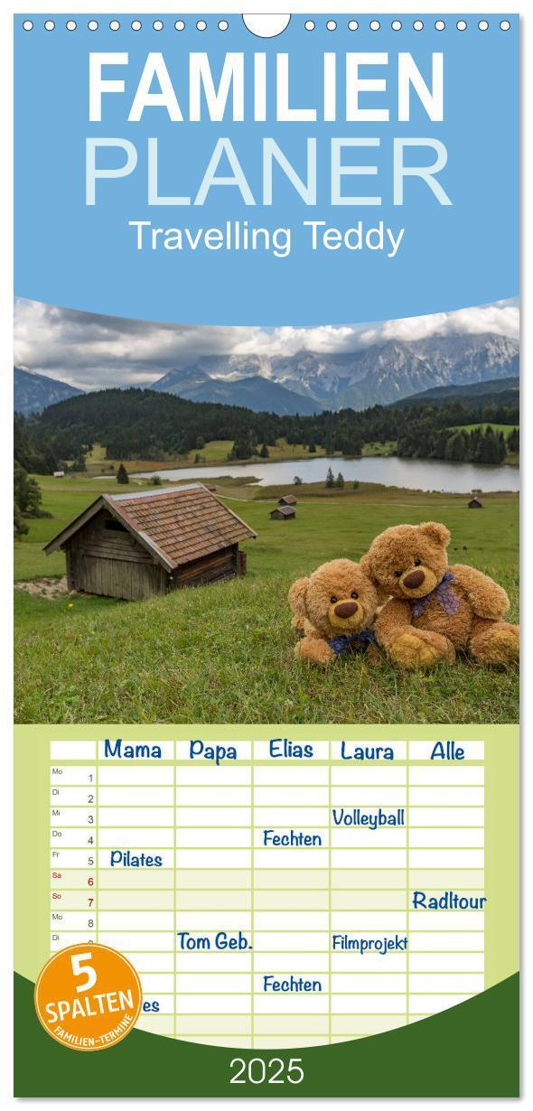 Cover: 9783457110614 | Familienplaner 2025 - Travelling Teddy mit 5 Spalten (Wandkalender,...