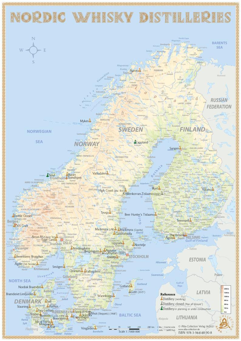 Cover: 9783944148908 | Nordic Whisky Distilleries - Tasting Map | Rüdiger Jörg Hirst | 2021