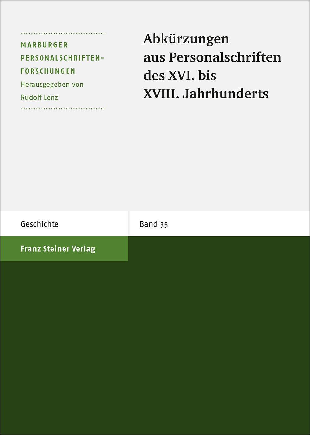 Cover: 9783515081528 | Abkürzungen aus Personalschriften des XVI. bis XVIII. Jahrhunderts