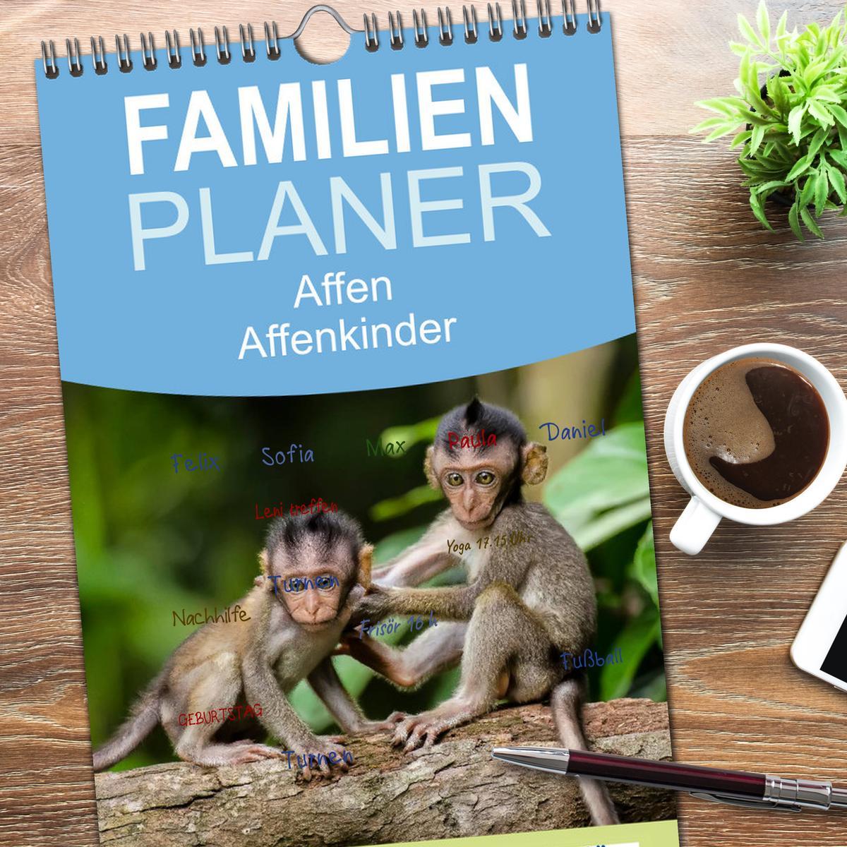 Bild: 9783457123683 | Familienplaner 2025 - Affen - Affenkinder mit 5 Spalten...