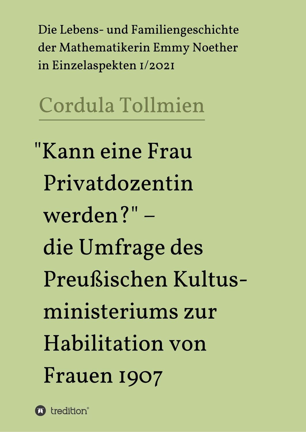 Cover: 9783347051560 | "Kann eine Frau Privatdozentin werden?" ¿ die Umfrage des...