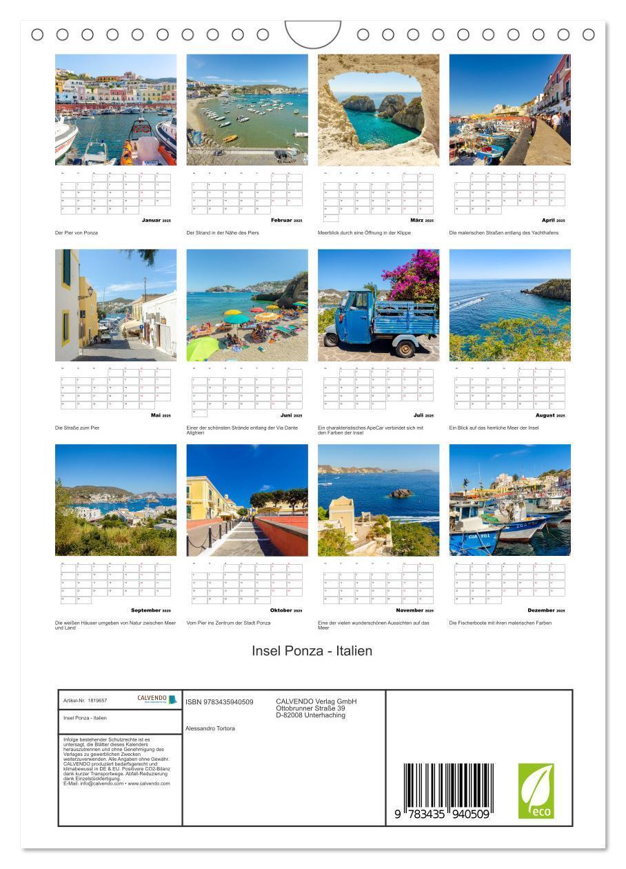 Bild: 9783435940509 | Insel Ponza - Italien (Wandkalender 2025 DIN A4 hoch), CALVENDO...