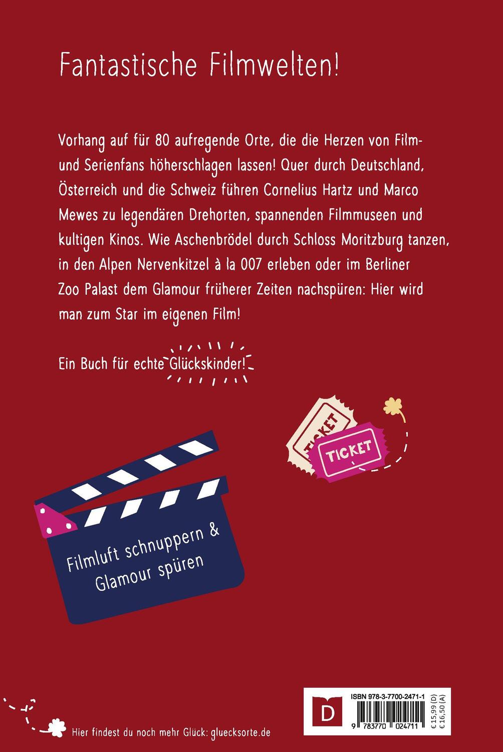 Rückseite: 9783770024711 | Glücksorte für Filmfans | Filmluft schnuppern &amp; Glamour spüren | Buch