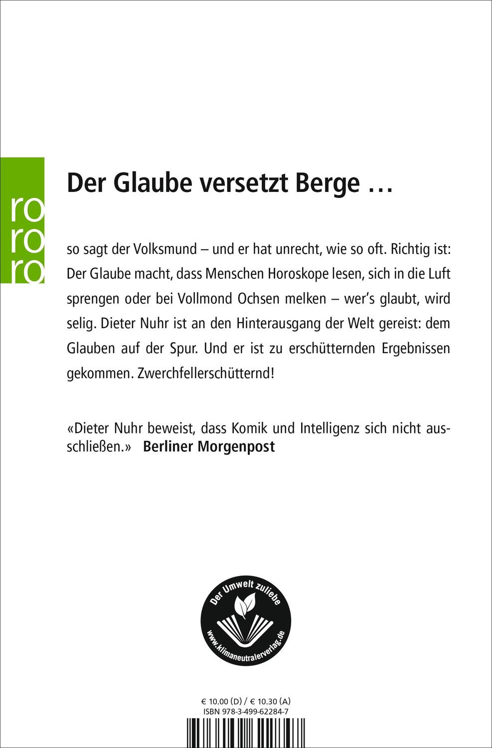 Rückseite: 9783499622847 | Wer's glaubt, wird selig | Dieter Nuhr | Taschenbuch | Sachbuch | 2007