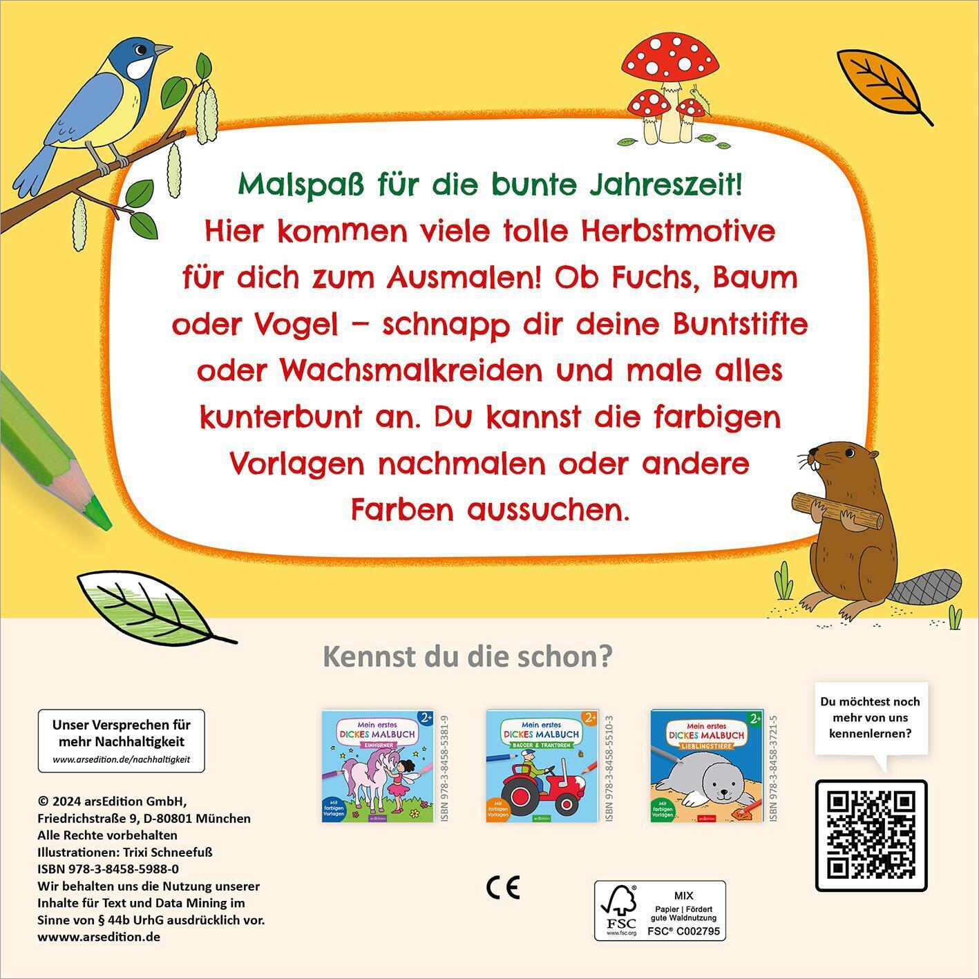 Rückseite: 9783845859880 | Malbuch ab 2 - Mein kunterbuntes Herbst-Malbuch | Trixi Schneefuß