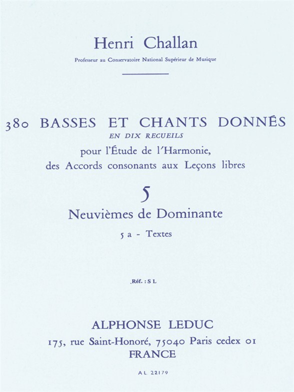 Cover: 9790046221798 | CHALLAN H. 380 BASSES ET CHANTS DONNES VOL.05:ACCORDS DE LA 9EME...