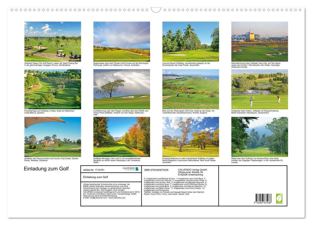 Bild: 9783383875038 | Einladung zum Golf (Wandkalender 2025 DIN A2 quer), CALVENDO...