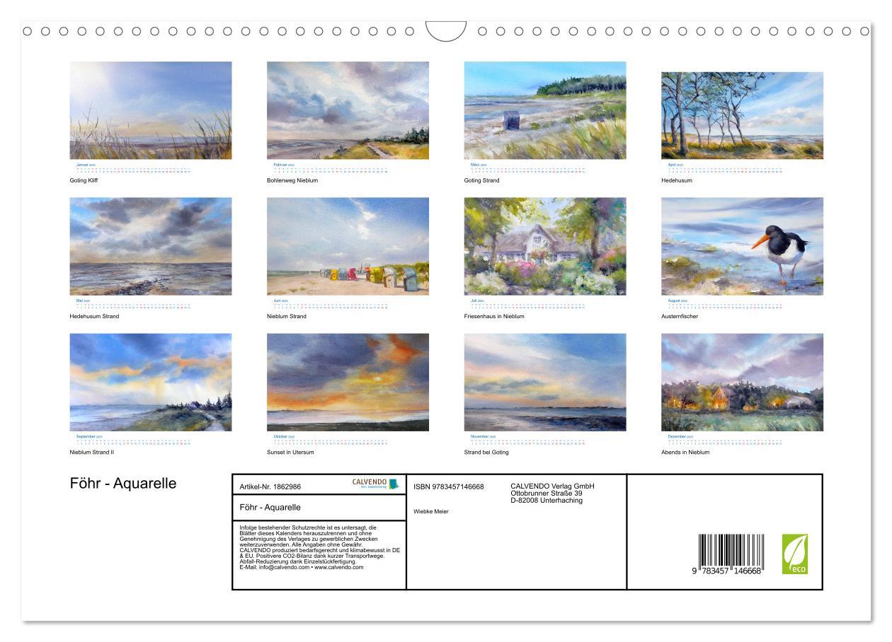 Bild: 9783457146668 | Föhr - Aquarelle (Wandkalender 2025 DIN A3 quer), CALVENDO...