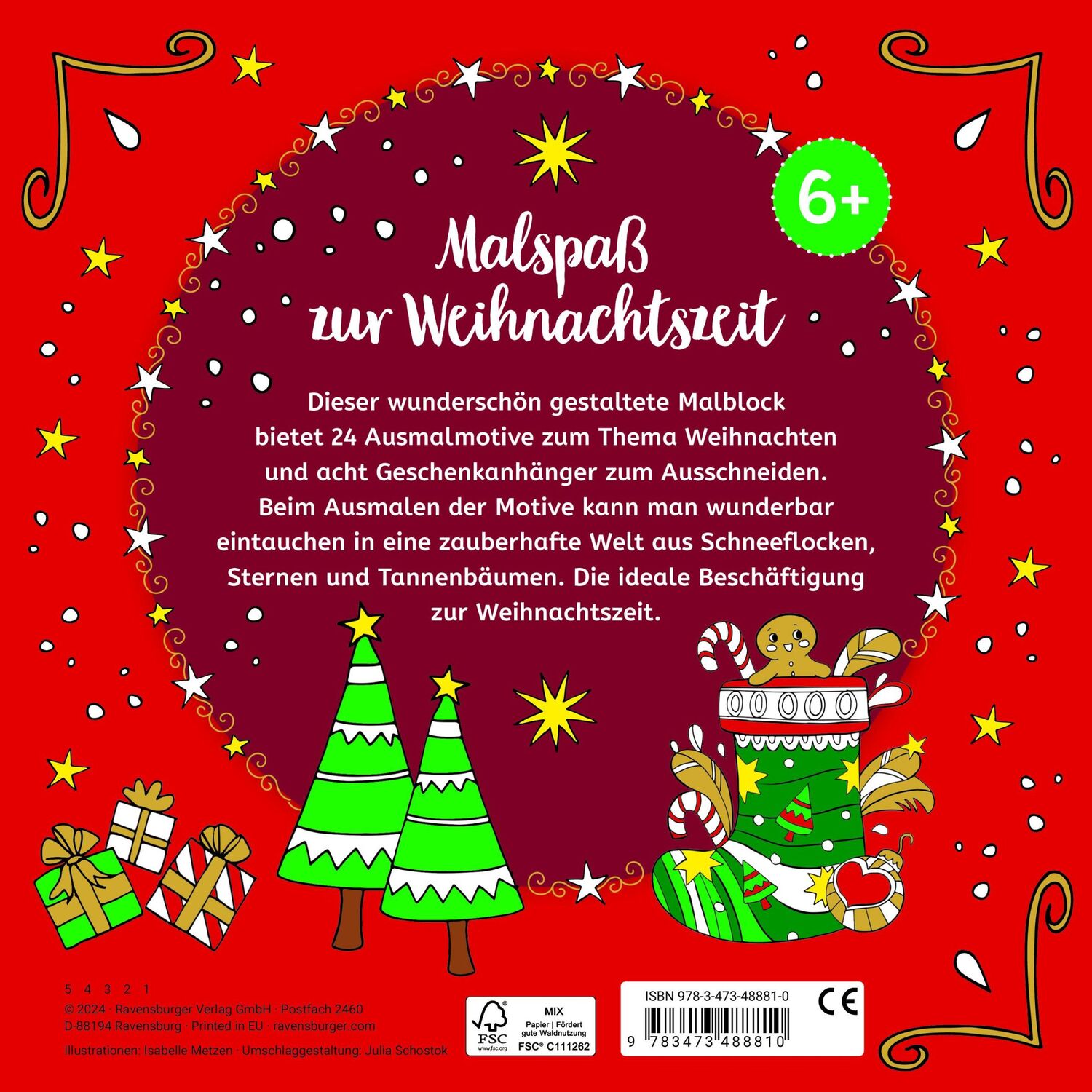 Rückseite: 9783473488810 | Mein Malblock Weihnachten | Isabelle Metzen | Taschenbuch | 48 S.