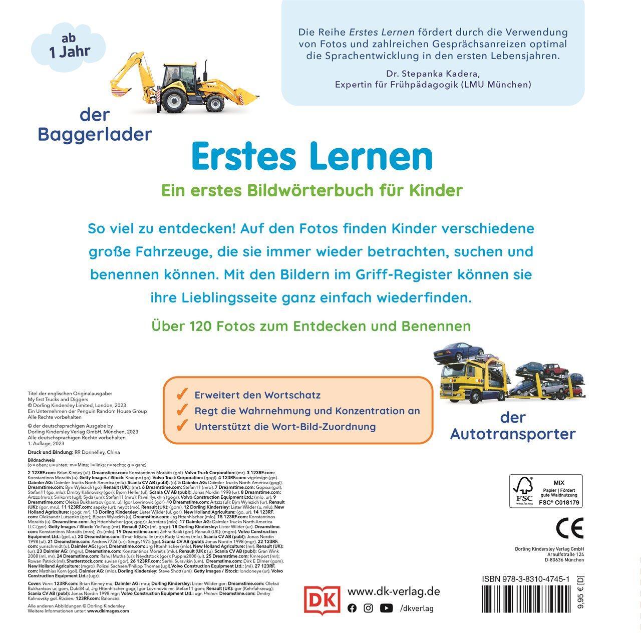 Rückseite: 9783831047451 | Erstes Lernen. Traktor, Bagger, Laster | DK Verlag - Kids | Buch