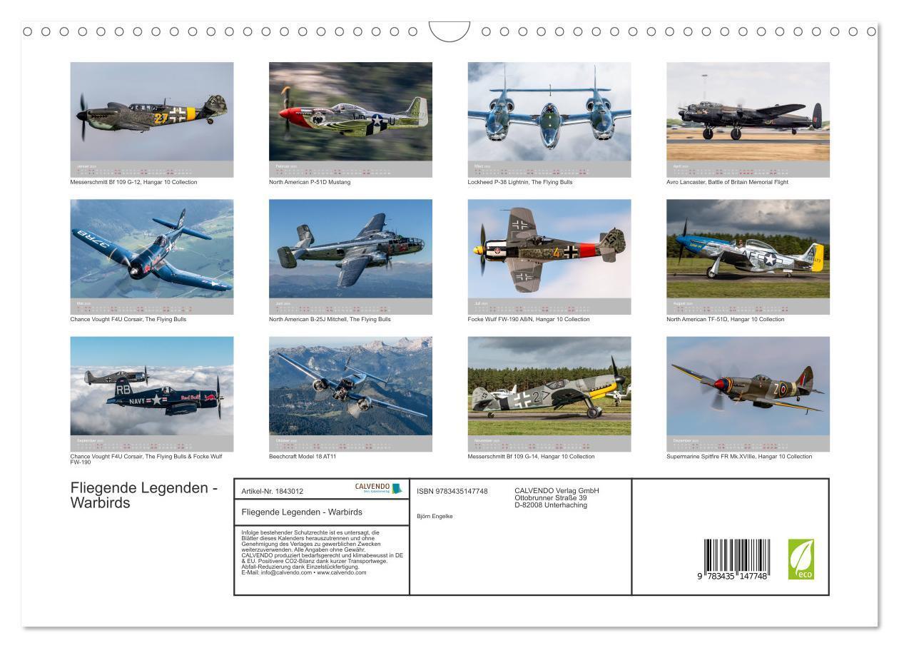 Bild: 9783435147748 | Fliegende Legenden - Warbirds (Wandkalender 2025 DIN A3 quer),...