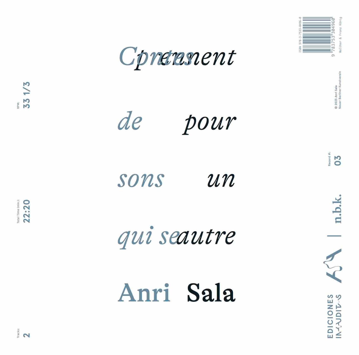 Cover: 9783753304960 | Anri Sala. Contes de sons qui se prennent pour un autre. n.b.k....