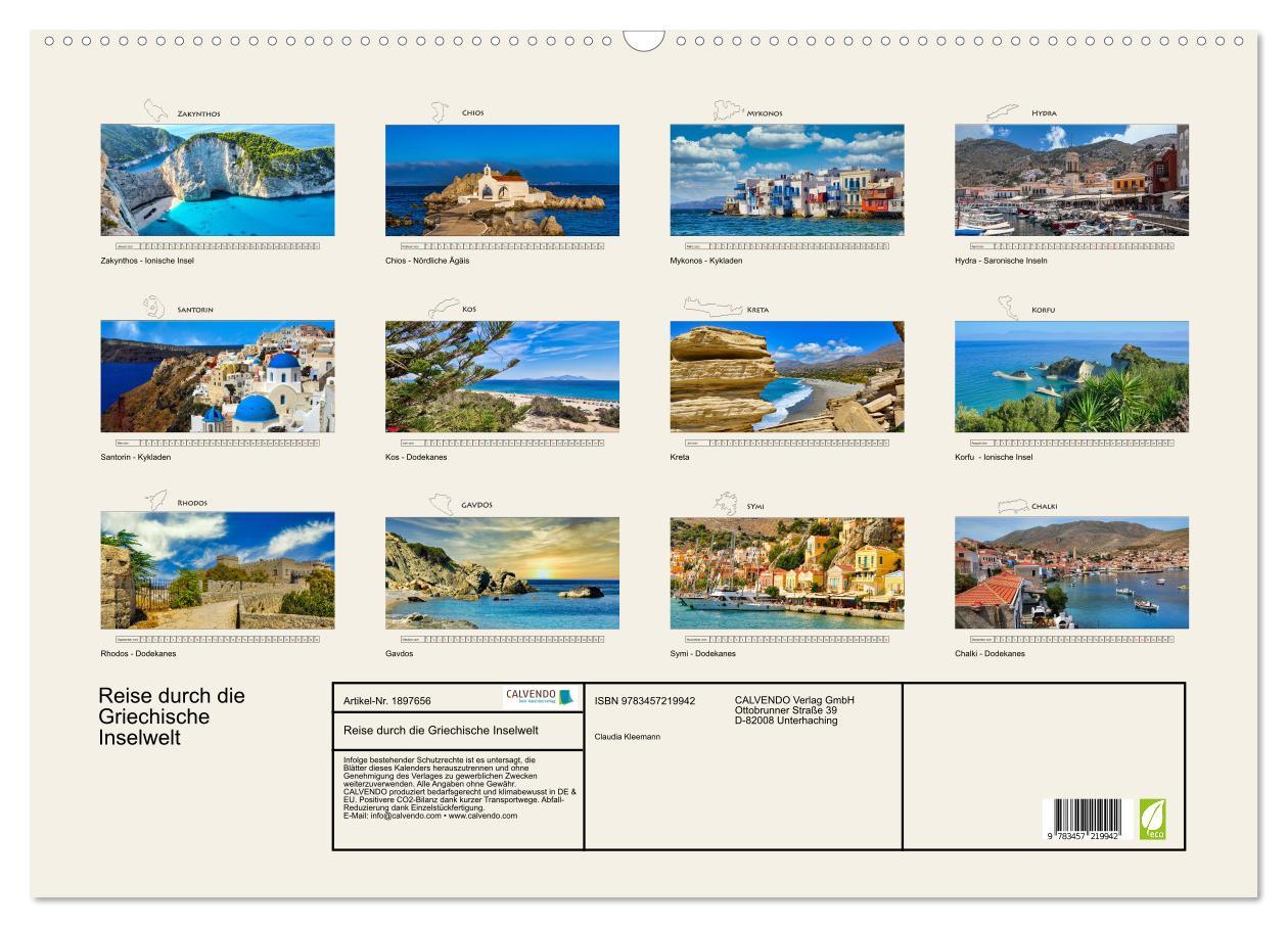 Bild: 9783457219942 | Reise durch die Griechische Inselwelt (Wandkalender 2025 DIN A2...