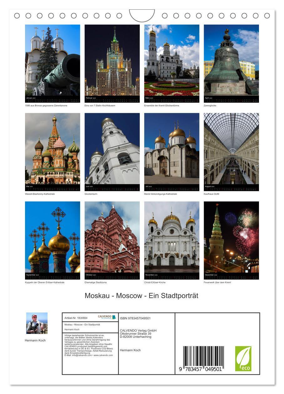 Bild: 9783457049501 | Moskau - Moscow - Ein Stadtporträt (Wandkalender 2025 DIN A4 hoch),...