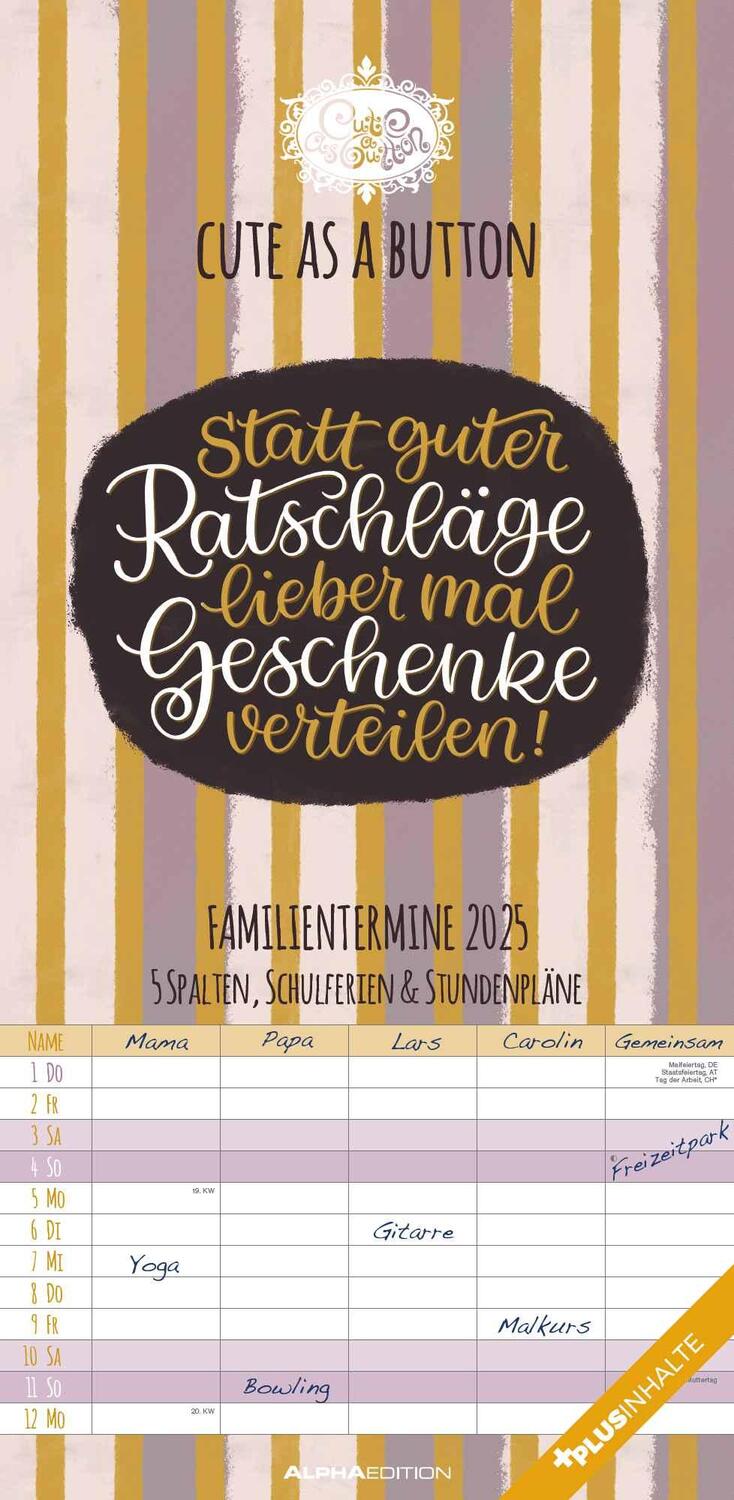 Cover: 4251732343248 | Cute as a button 2025 Familienplaner - Familien-Timer -...