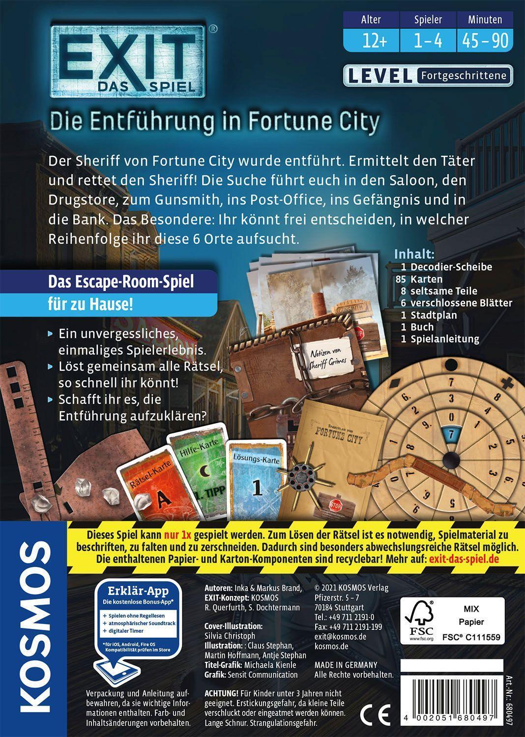 Bild: 4002051680497 | EXIT® - Das Spiel: Die Entführung in Fortune City | Brand | Spiel