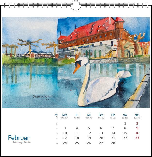 Bild: 9783861924128 | Bodensee Aquarell 2025 | Postkarten-Tischkalender | Erwin W Friese