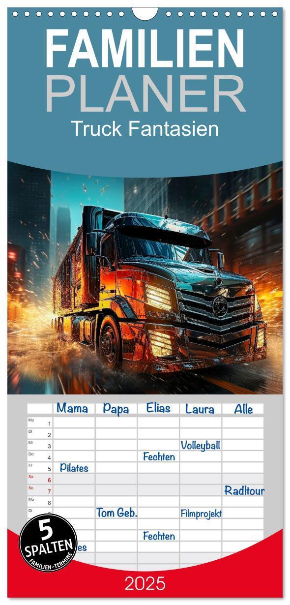 Cover: 9783457092958 | Familienplaner 2025 - Truck Fantasien mit 5 Spalten (Wandkalender,...