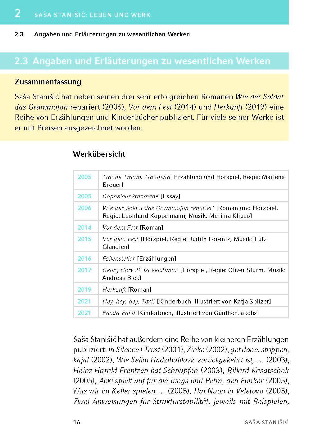 Bild: 9783804420656 | Herkunft - Textanalyse und Interpretation | Sasa Stanisic | Buch